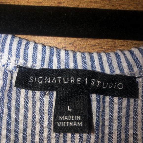 Signature Studio striped babydoll blouse - Picture 3 of 5